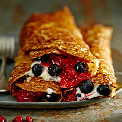 Buckwheat Crepes with Raspberry Compote