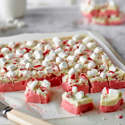 Festive Fudge With Peppermint Bark