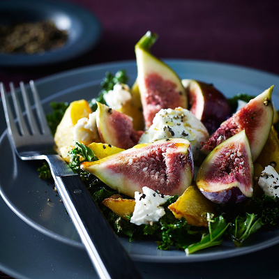 Grilled Kale Salad With Beetroot, Fig & Ricotta