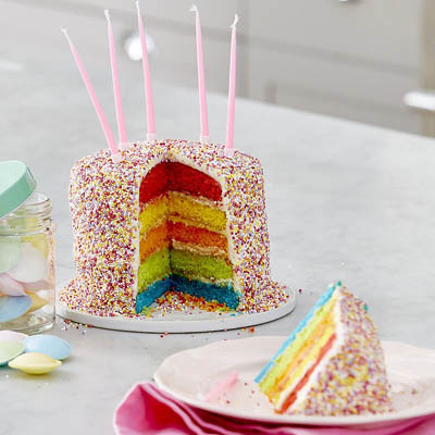 Rainbow Layer Cake with 100s and 1000s